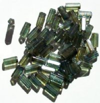 50 10x5mm Speckled Green Lustre Atlas Beads